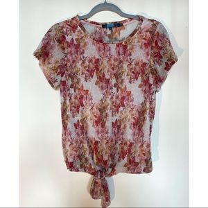 Anthropologie Eva Franco Floral Short Sleeved Blouse (Size s)